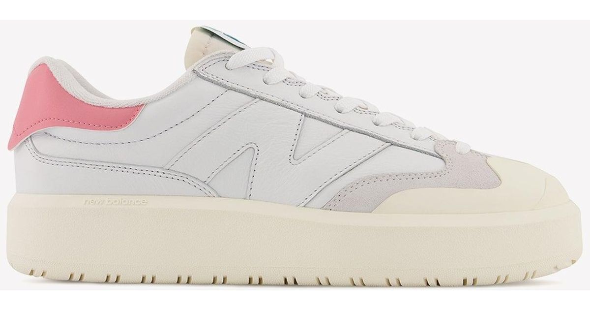 New Balance Leather Ct302 Low-top Sneakers In White With Natural Pink for Men | Lyst UK
