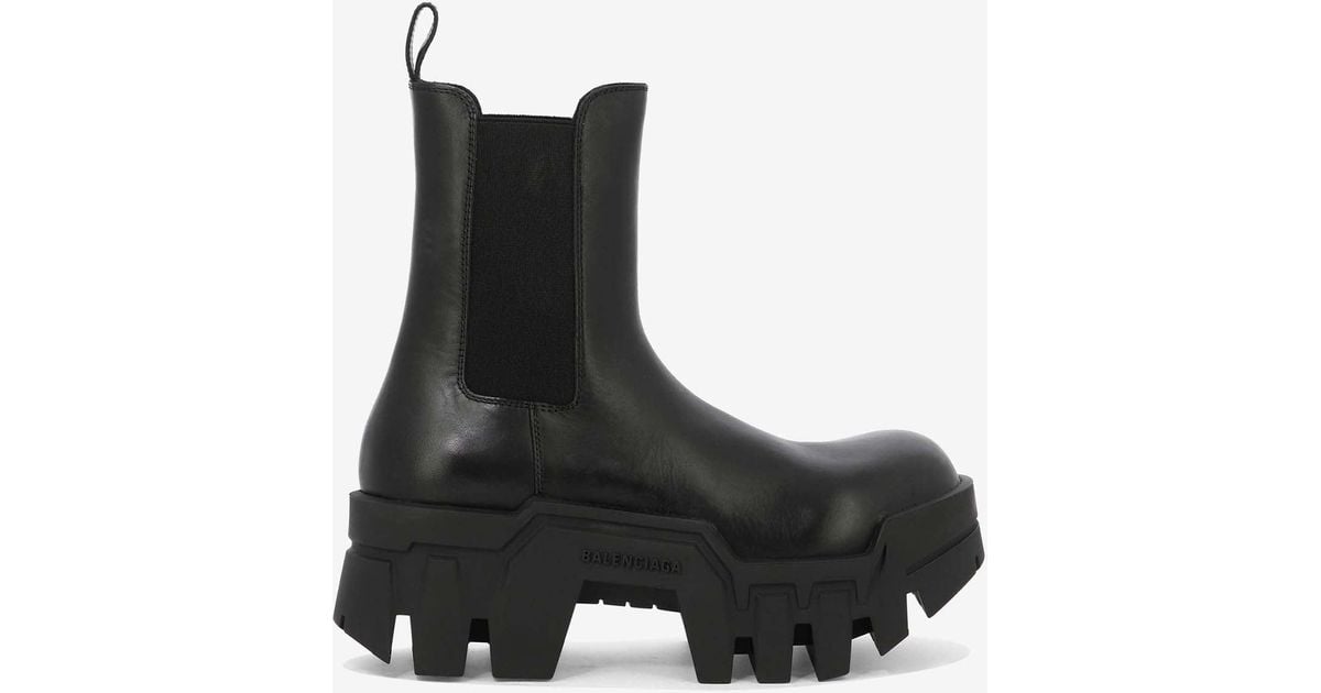 Balenciaga Bulldozer 40 Leather Chelsea Boots in Black | Lyst