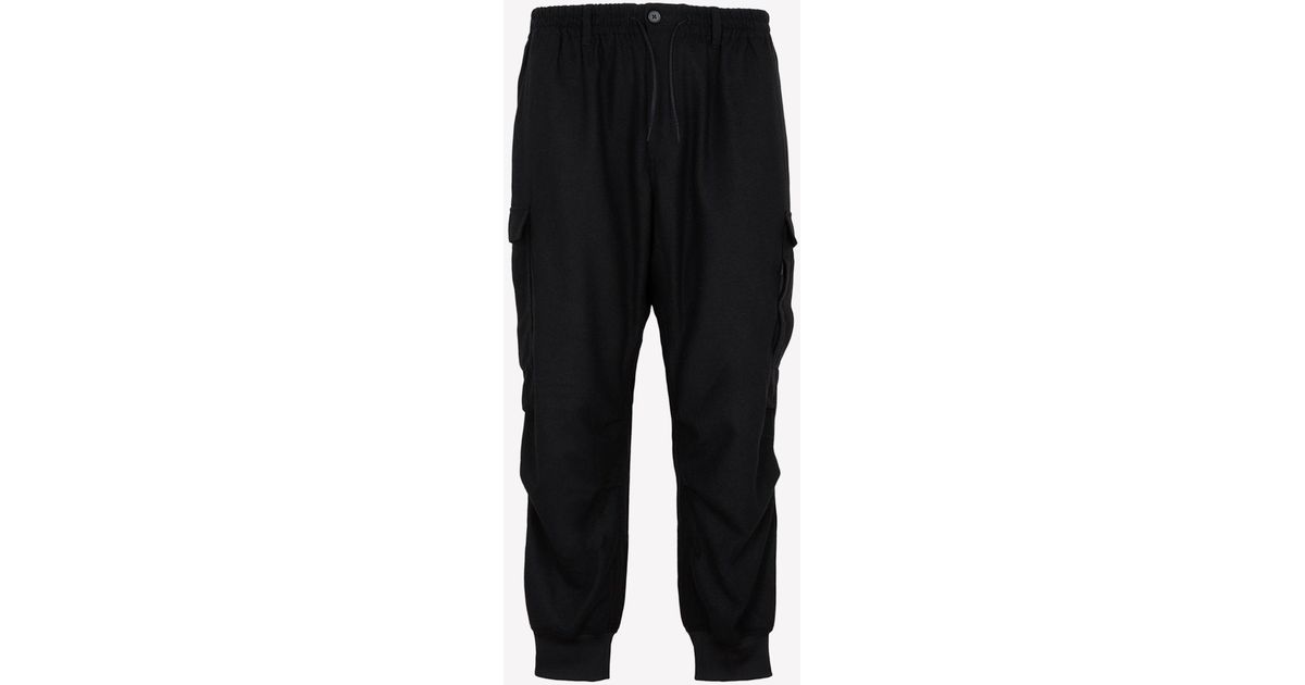 Y3 Synthetic Elastic Waistband Cargo Pants in Black for Men Lyst