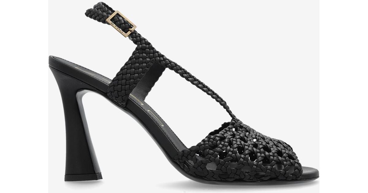 Etro 90 Woven Leather Slingback Sandals in Black | Lyst