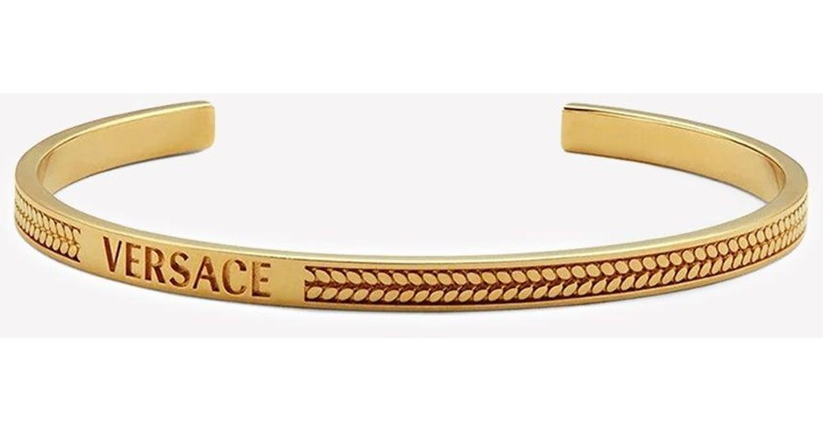 Versace Logo Chain Cuff Bracelet in White for Men Lyst UK