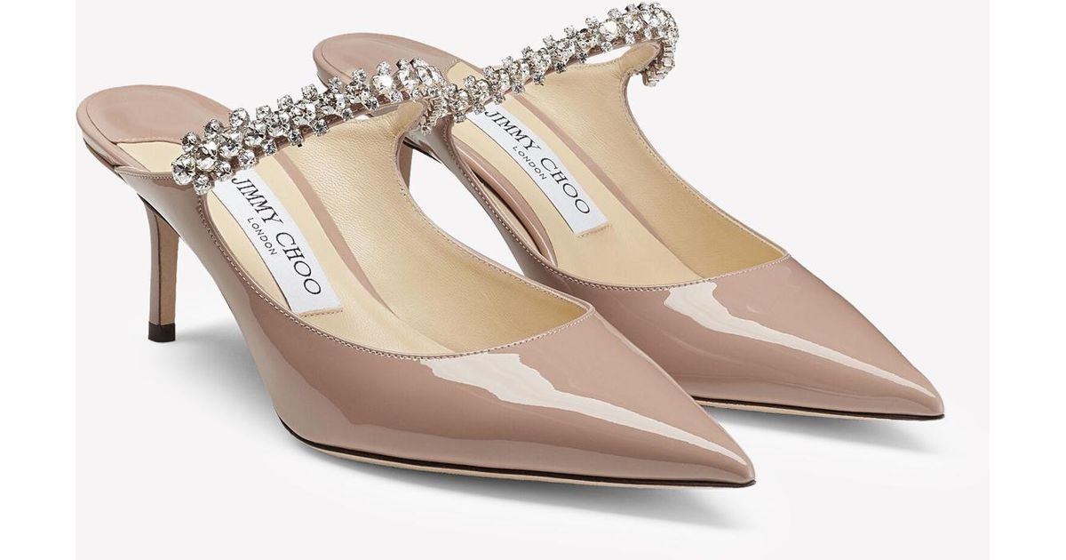Jimmy Choo Bing 65 Crystal Strap Mules In Patent Leather in Pink - Lyst