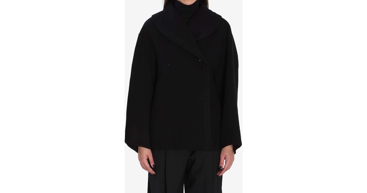 The Row Temur Wool Coat in Black | Lyst