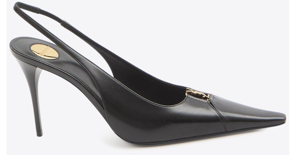 Saint Laurent Babylone Breteuil 90 Slingback Pumps in White | Lyst