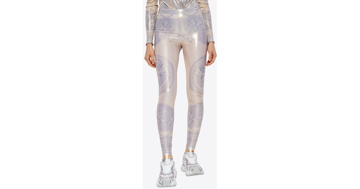 パンツ VERSACE 'La Coupe des Dieux' leggings Multicolor Versace La Coupe Des Dieux Laminated Leggings | Lyst