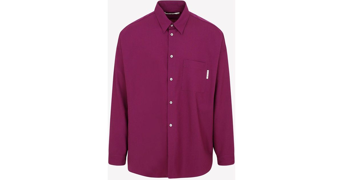 Marni Wool Shirt in Red for Men Mens Shirts Marni Shirts Purple 