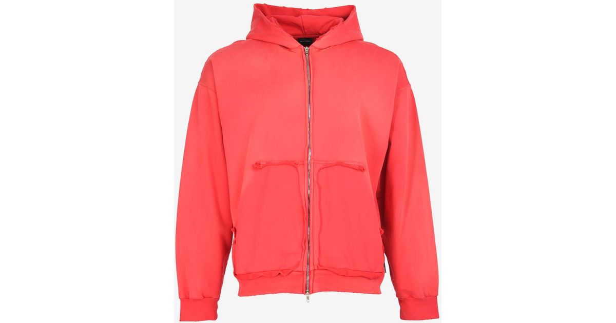 Balenciaga Tape Logo Oversized Hoodie in Red for Men Lyst