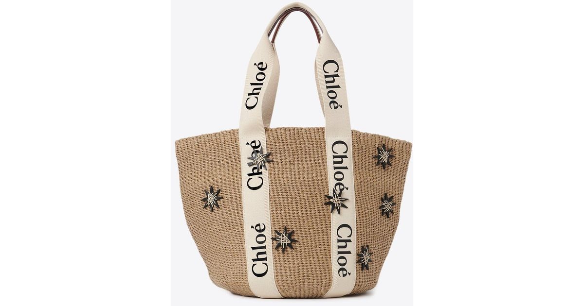 Chloé Large Woody Woven Tote Bag in Natural | Lyst