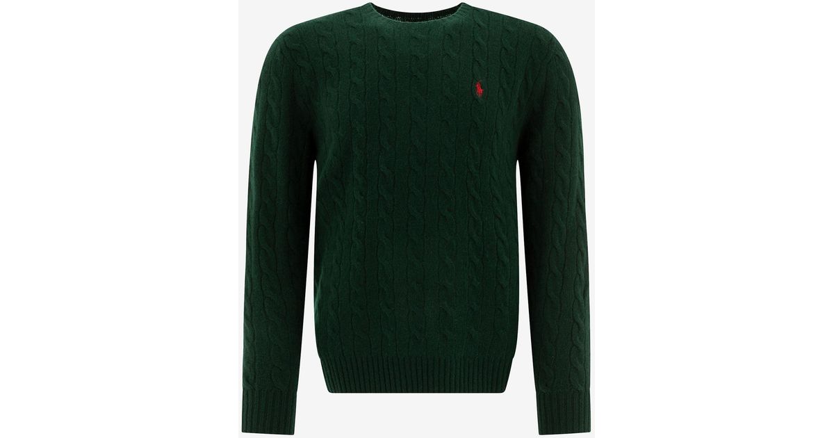Polo Ralph Lauren Cable Knit Logo Sweater In Green For Men Lyst polo-ralph-lauren-cable-knit-logo-sweater-in-green-for-men-lyst