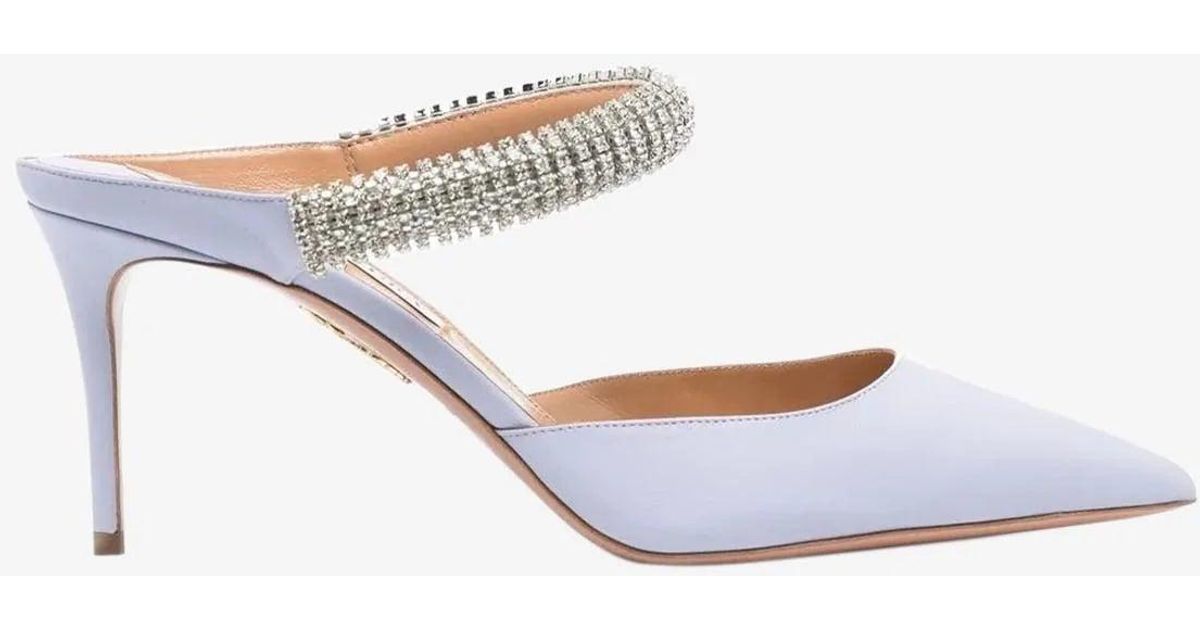Aquazzura Micca 75 Crystal embellished Mules in White Lyst Australia