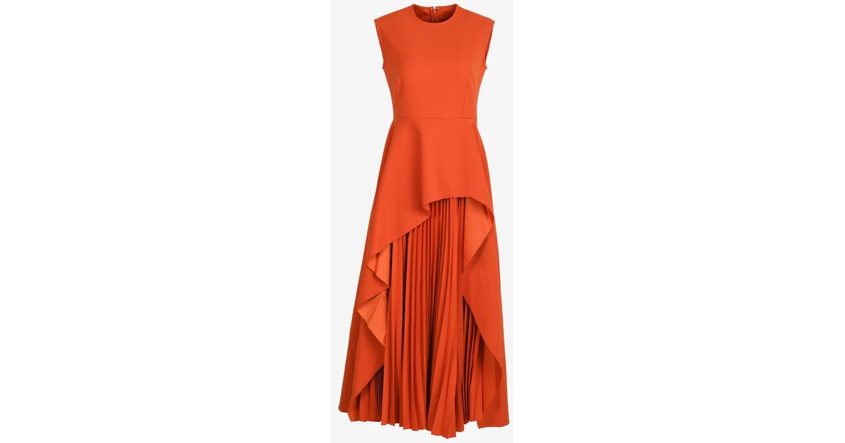 Solace London Severny Draped Midi Dress in Orange | Lyst