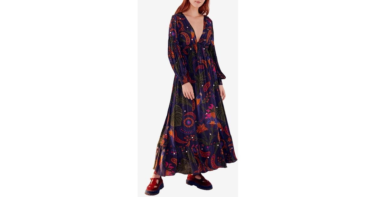 FARM Rio Linen Tropical Tapestry Maxi Dress With Mirror Appliques in ...