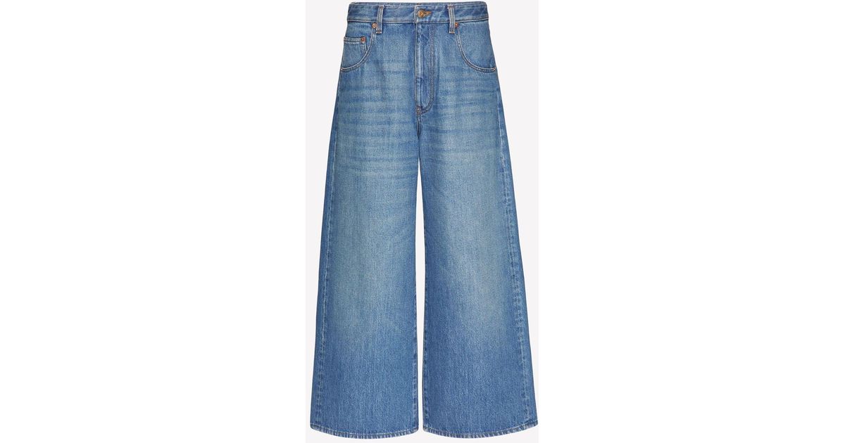 Valentino Vlogo Chain Wide-leg Jeans in Blue | Lyst UK