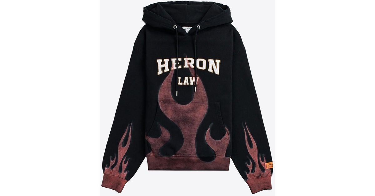 Heron Preston Heron Law Flames Hooded Sweatshirt in Black