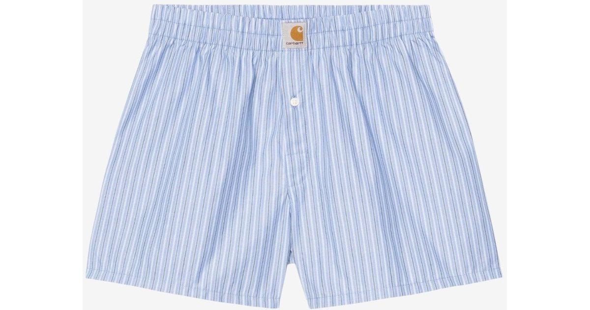 Carhartt Striped Logo Boxers in Blue for Men | Lyst