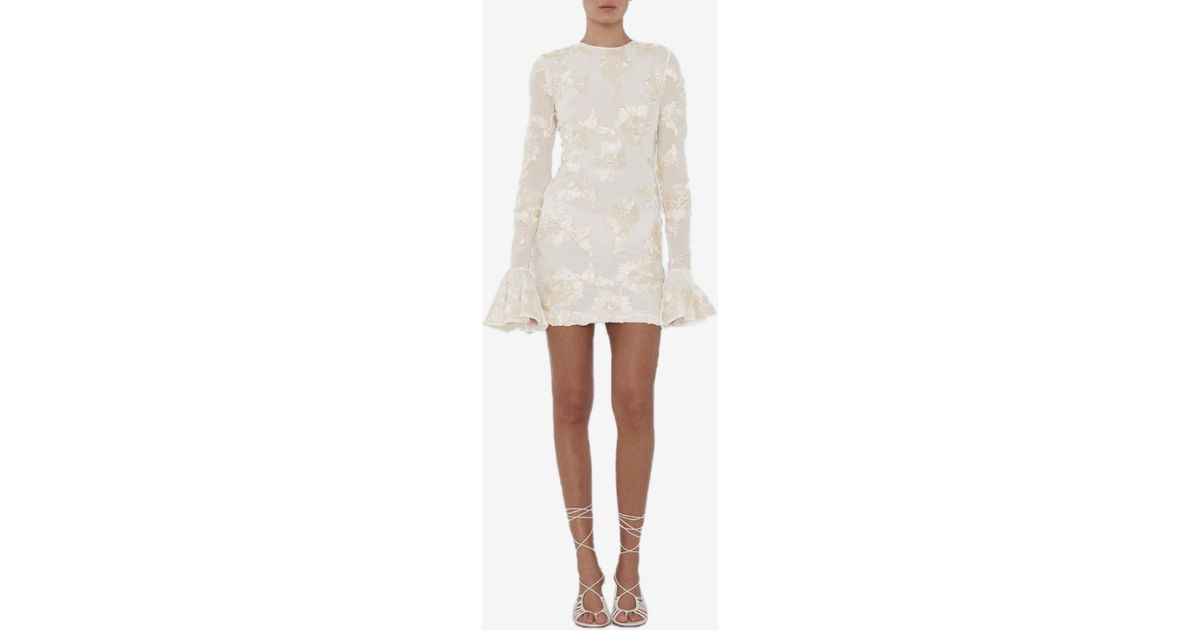 ROTATE BIRGER CHRISTENSEN 3d Mesh Flower Mini Dress in White | Lyst
