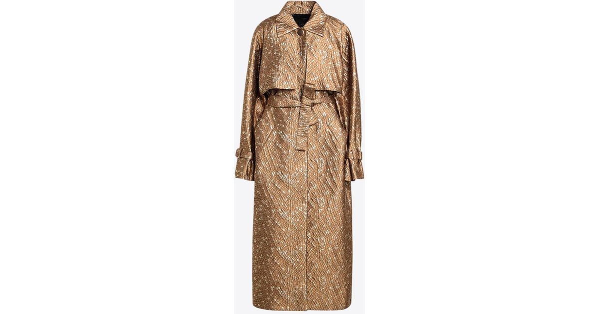 Max Mara Salsa Oversized Jacquard Trench Coat in Natural