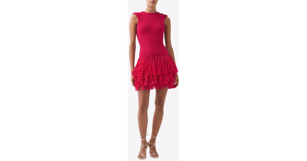 Aje. Rushes Raffia Fringe Knit Mini Dress in Red | Lyst Australia Aje. Rushes Raffia Fringe Knit Mini Dress in Red | Lyst Australia