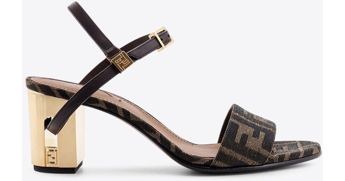 FENDI Delfina ff brown jacquard sandals デルフィナ Fendi Delfina FF Jacquard Block-Heel Sandals | Neiman Marcus