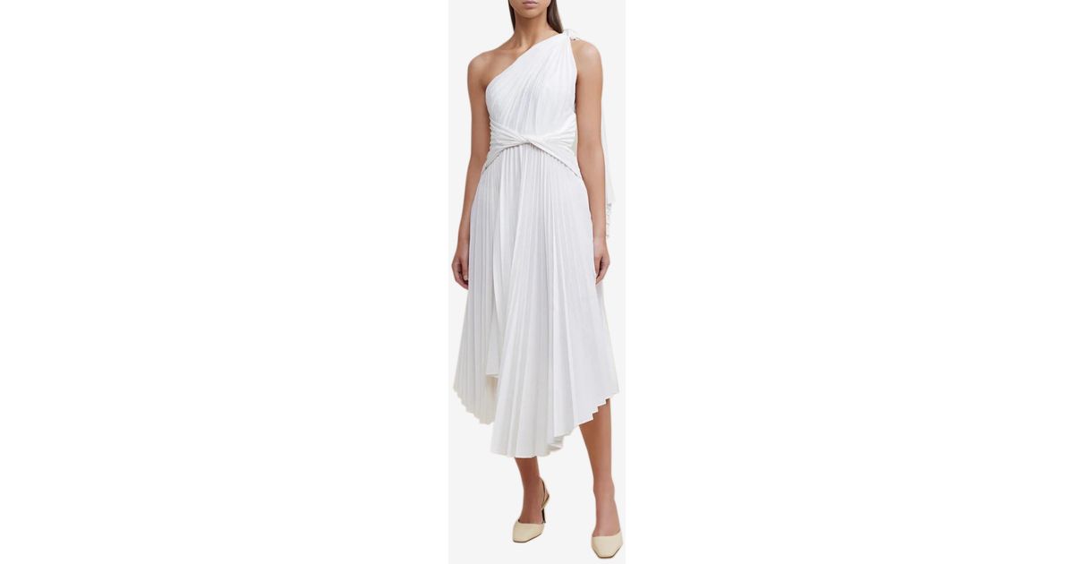 Acler Kalora Pleated Midi Dress in White | Lyst UK