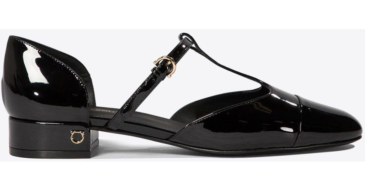 【関税&送料込】Ferragamo Black Patent Leather Linette Balle SF25513S-Ferragamo-Linette-