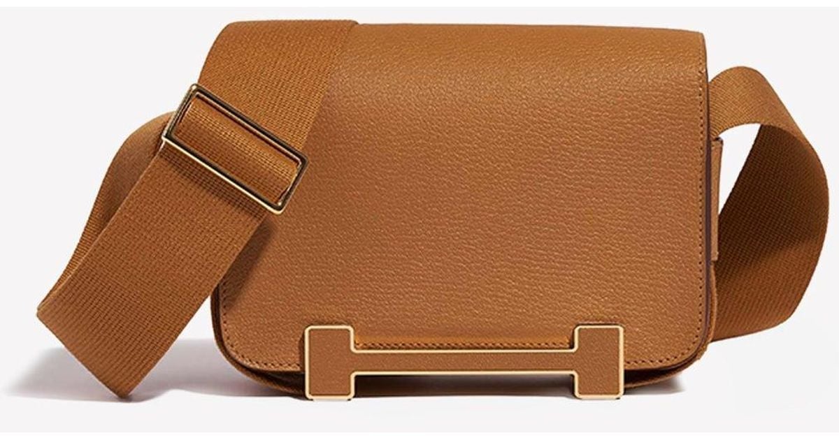Hermès Geta Shoulder Bag In Caramel Chèvre Mysore With Gold Hardware in
