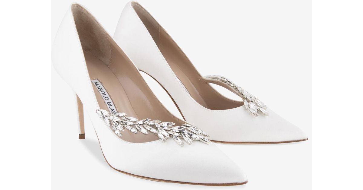 manolo blahnik white satin