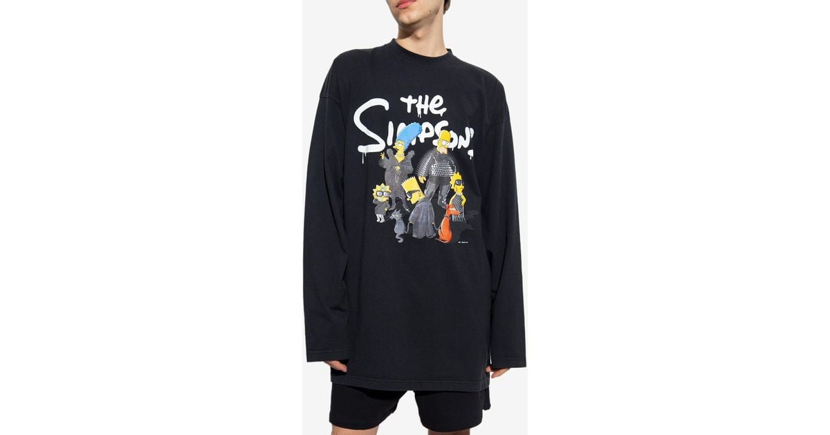 Balenciaga X The Simpsons Print Long-Sleeved T-Shirt in Blue for 