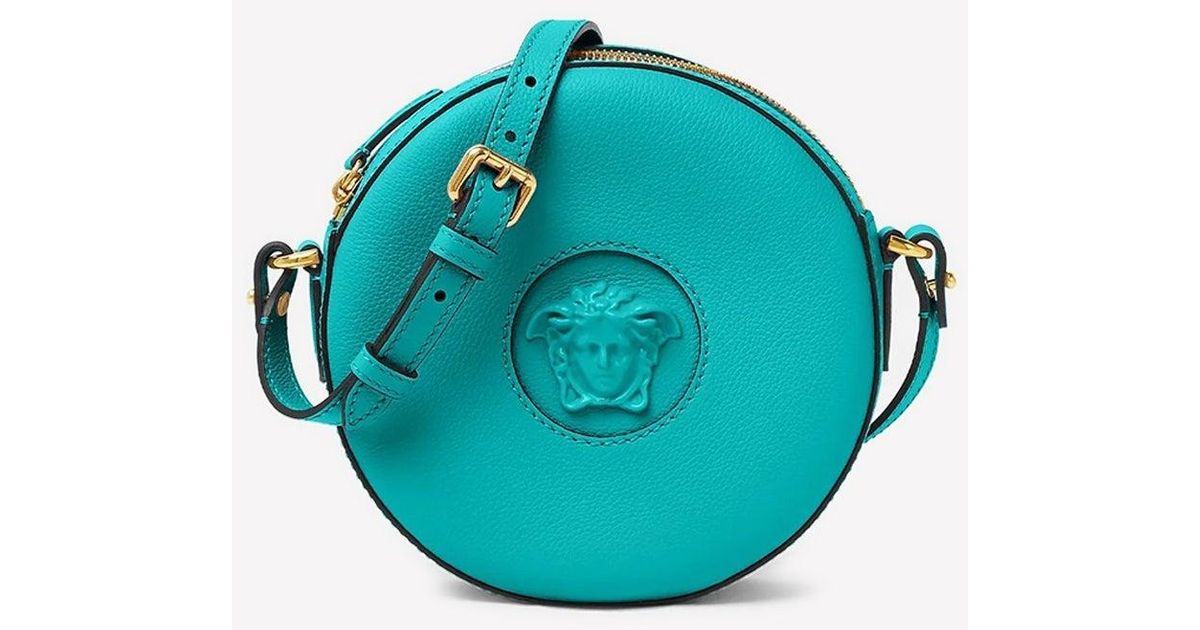 La medusa leather crossbody bag Versace Blue in Leather - 36846586