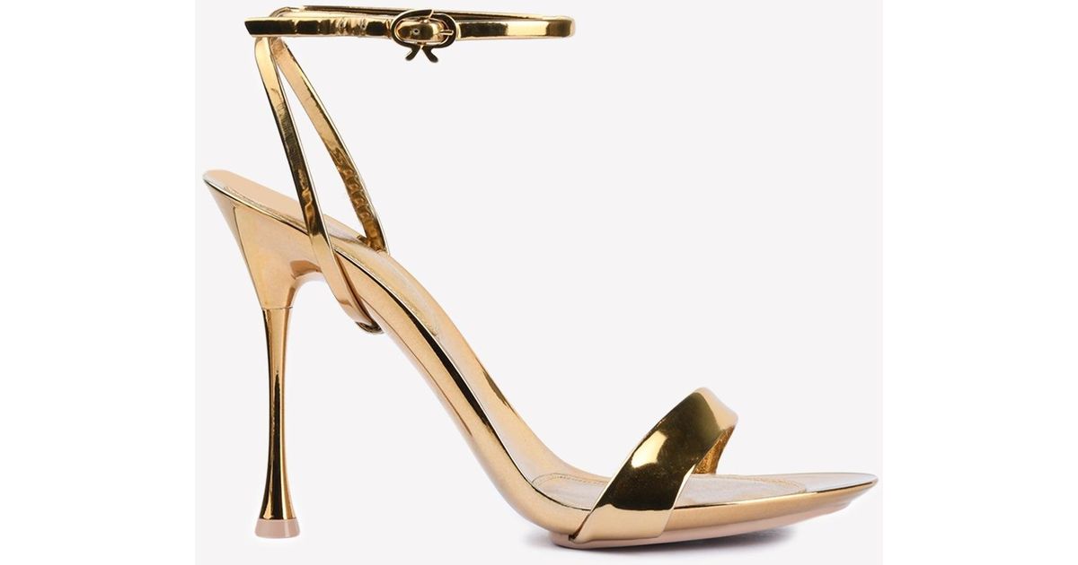 Gianvito Rossi Spice Ribbon 95 Metallic Leather Sandals | Lyst
