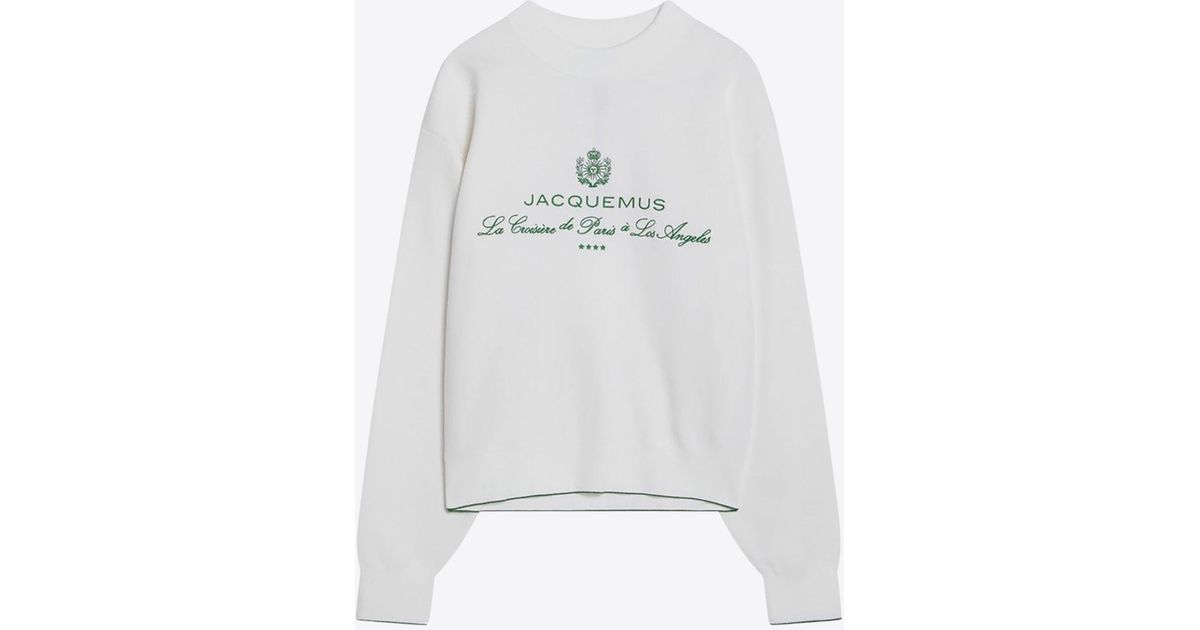 Jacquemus Venice Logo Embroidered Sweatshirt in White | Lyst