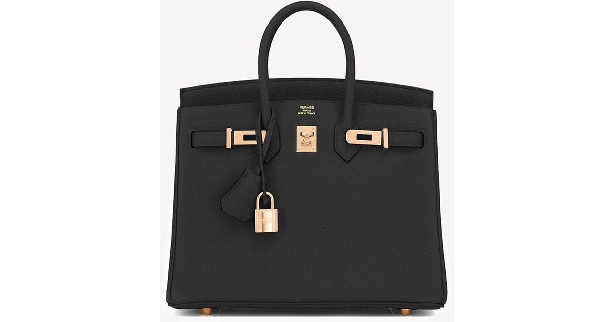 Hermès Birkin 25 Noir (Black) Togo Rose Gold Hardware RGHW