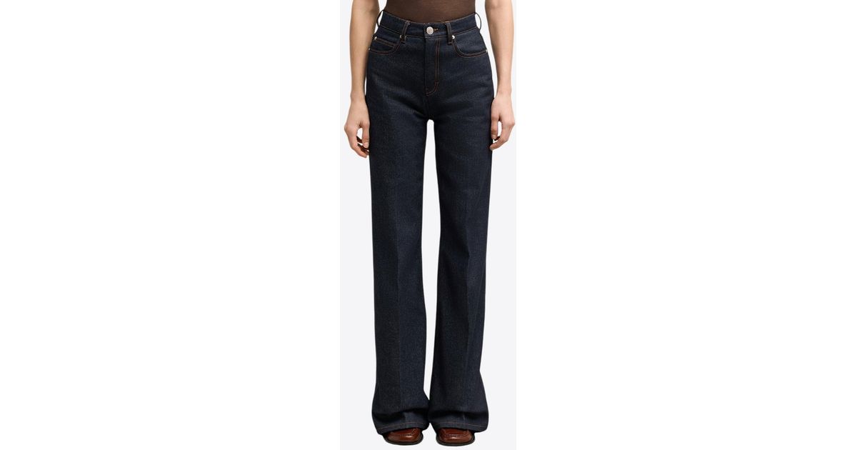 Ami Paris Women's Cotton Flared Jeans Blue