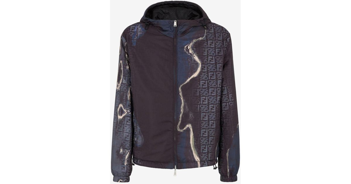 Fendi Ff Monogram Reversible Windbreaker Jacket in Blue for Men | Lyst