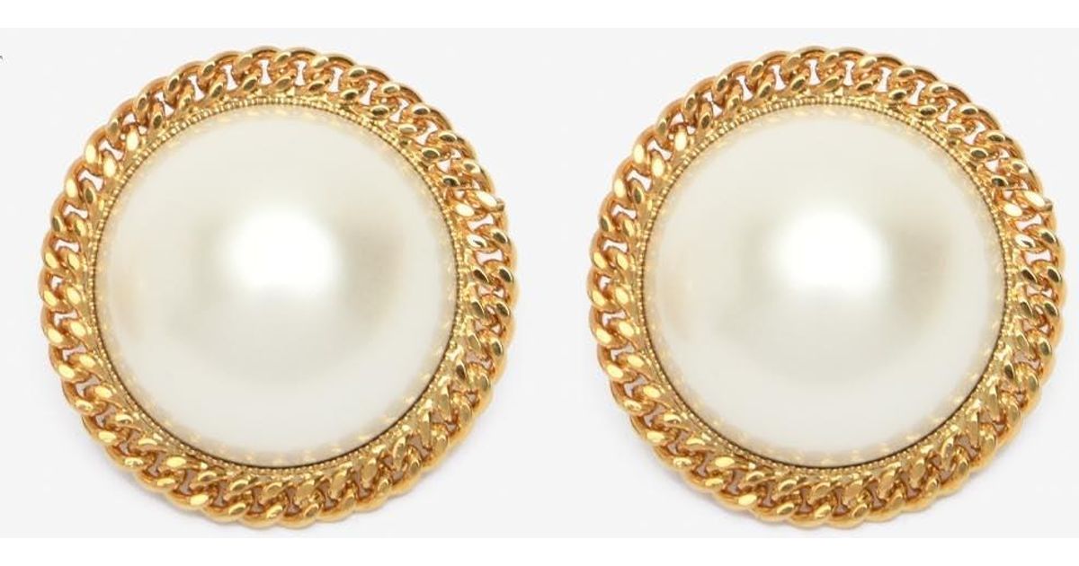 ROWEN ROSE Oversized Pearl Earrings in Metallic Lyst