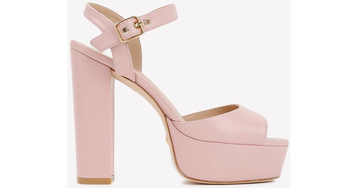 Stuart Weitzman Ryder 125 Platform Sandals In Nappa Leather in Pink | Lyst