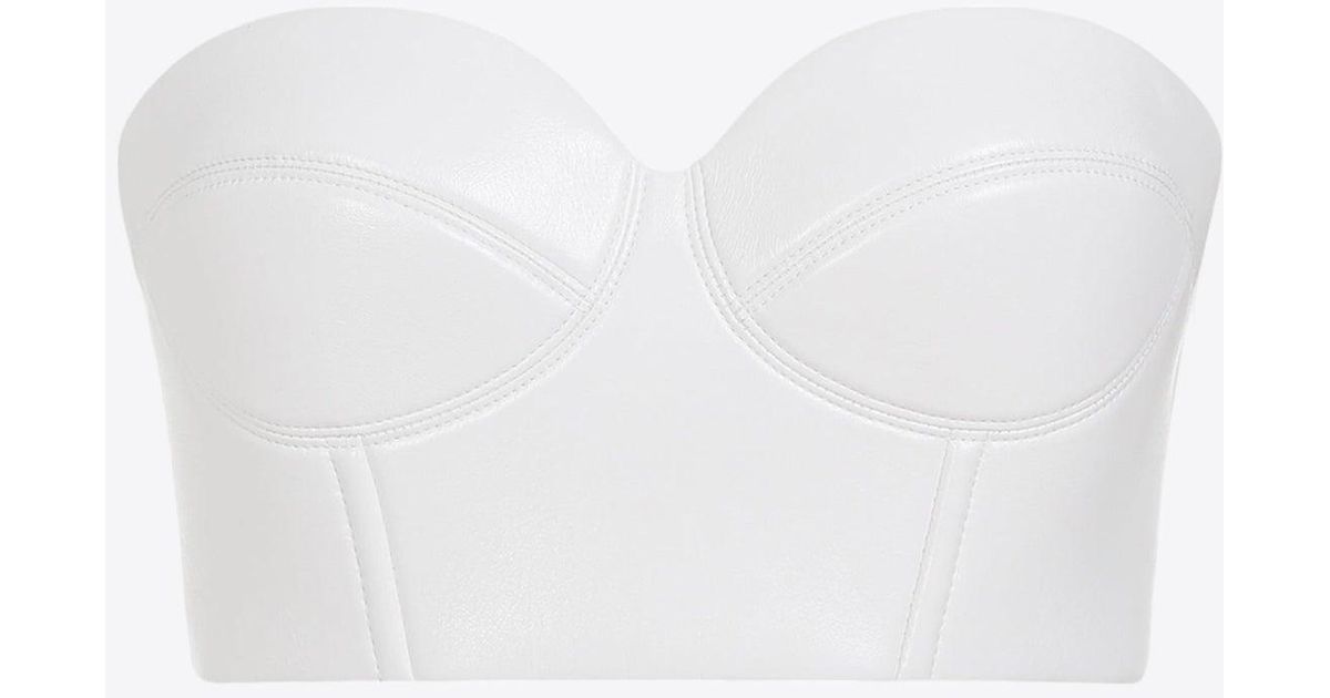 ALAÏA Women's White Leather Bustier Bra