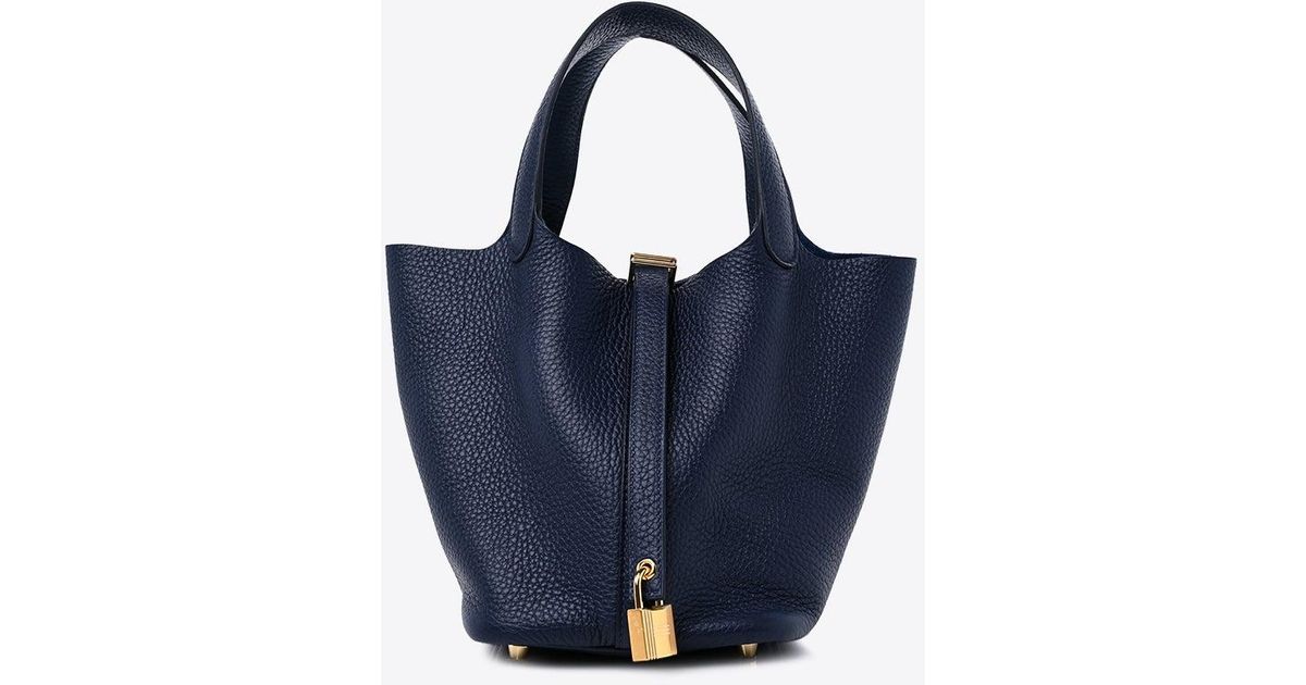 Hermès Picotin Lock 18 Tote Bag In Bleu Pale Clemence With Gold Hardware in  Blue