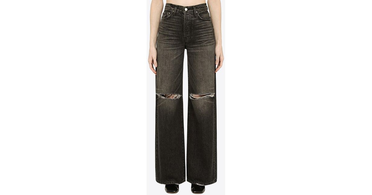 Amiri Washed-out Ripped Jeans in Black | Lyst UK