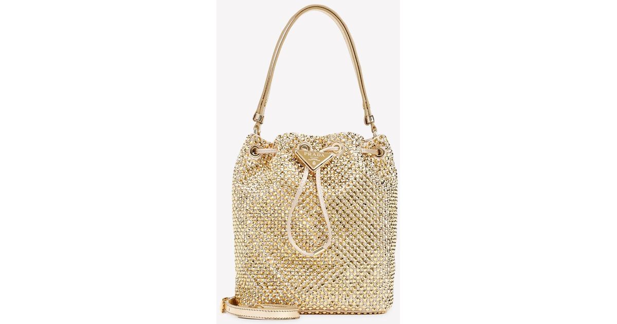 MATTEA CRYSTAL EMBELLISHED BUCKET BAG IN BLACK