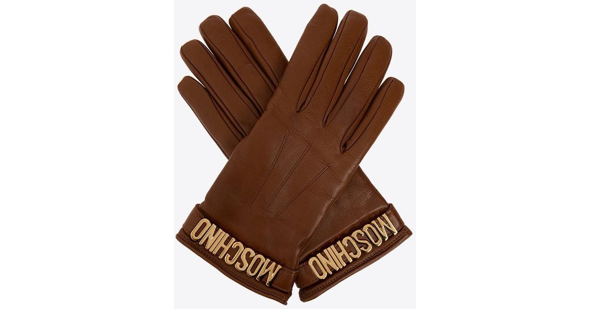 Moschino leather gloves online