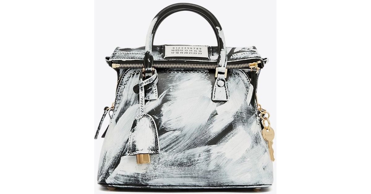 Maison Margiela Painted Calf Leather Mini Top-Handle Tote in Blue 