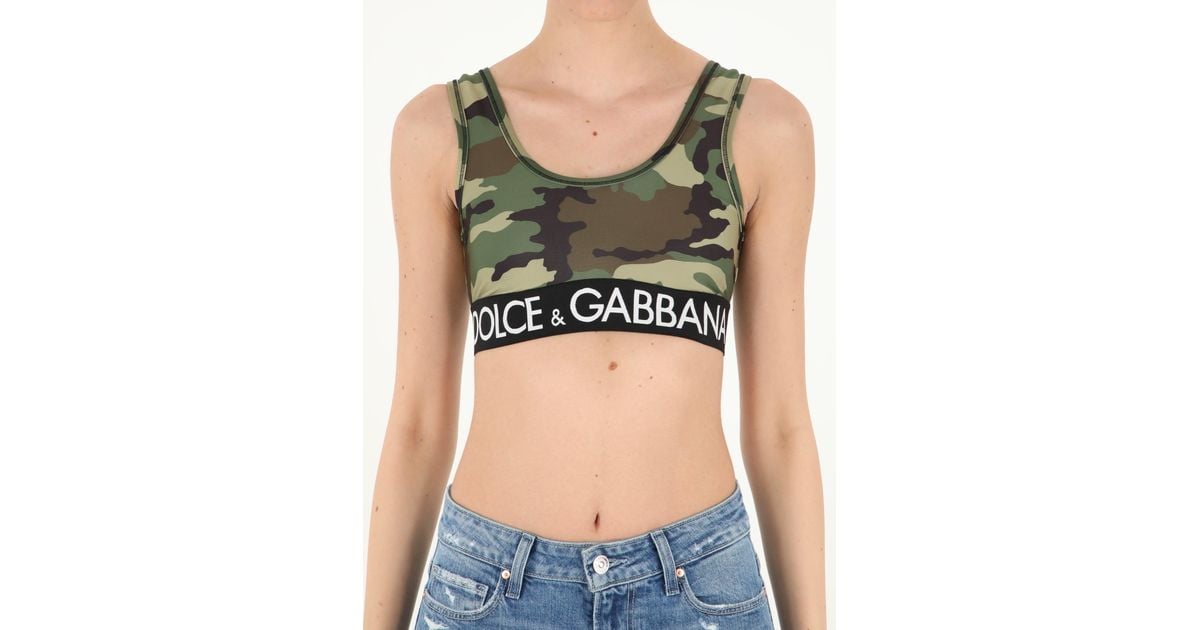 Dolce & Gabbana Logo Camouflage Sports Bra