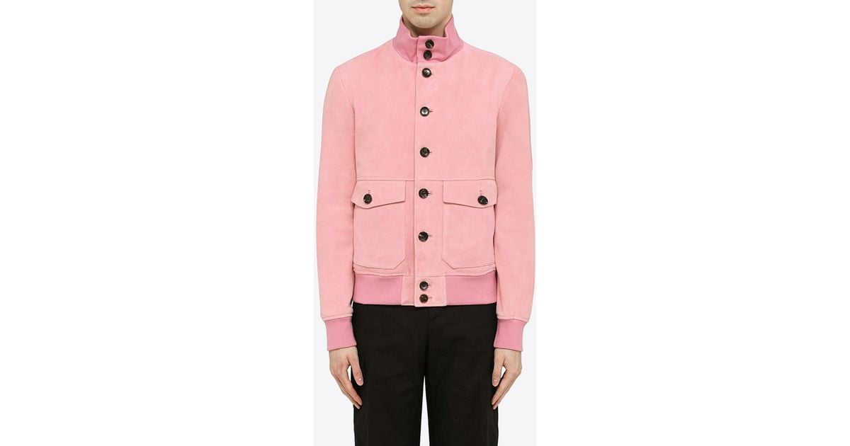 Bally Suede Bomber Jacket in Pink for Men Lyst Canada