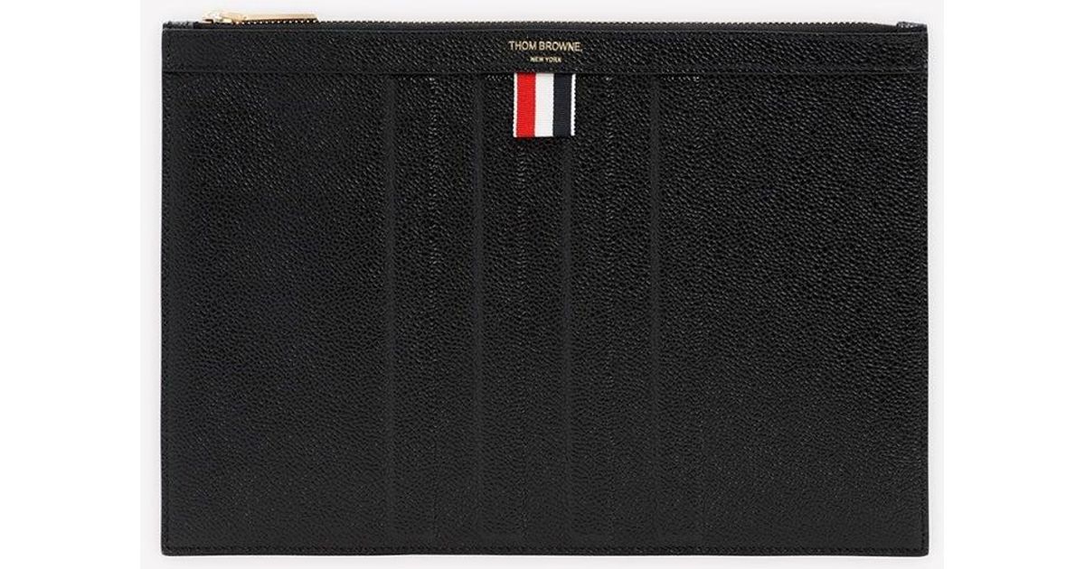 Thom Browne Small Document Holder In Grained Leather in Black for Men