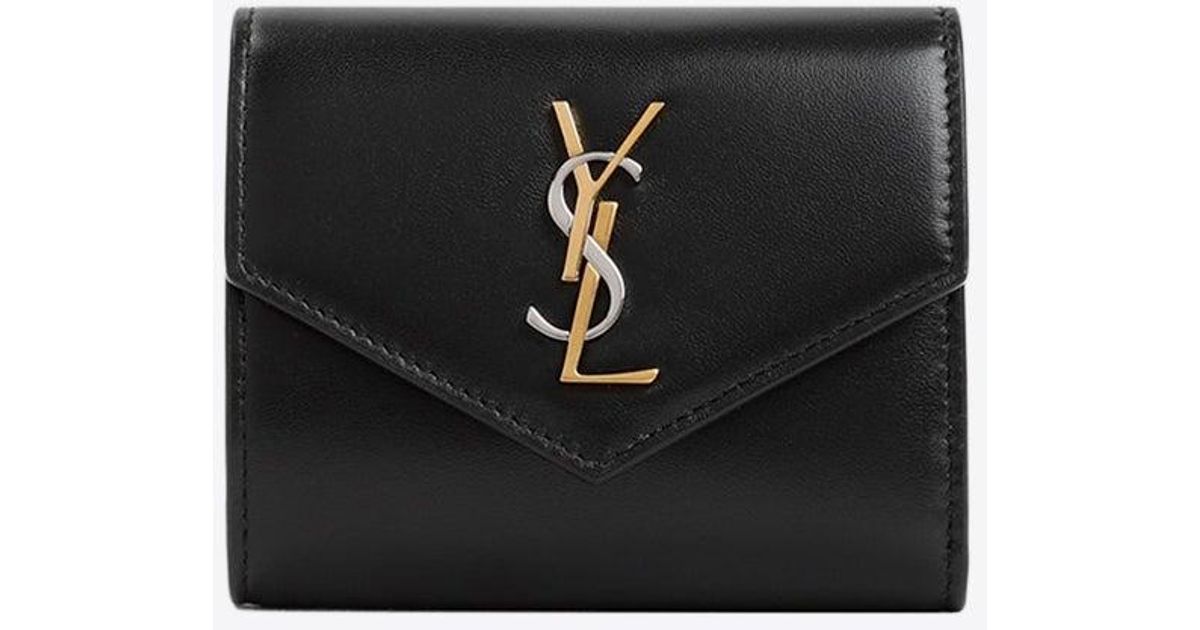 Saint Laurent Ysl Napa Leather Wallet on Chain Black
