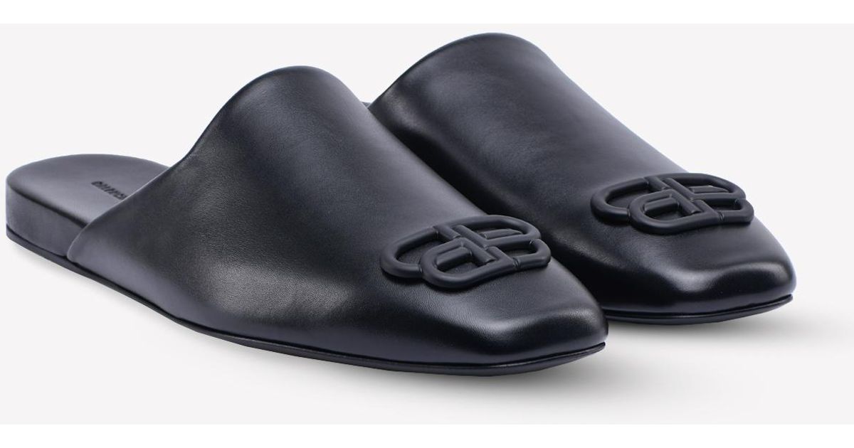 Balenciaga Cosy Bb-logo Mules In Smooth Calfskin in Black for Men 