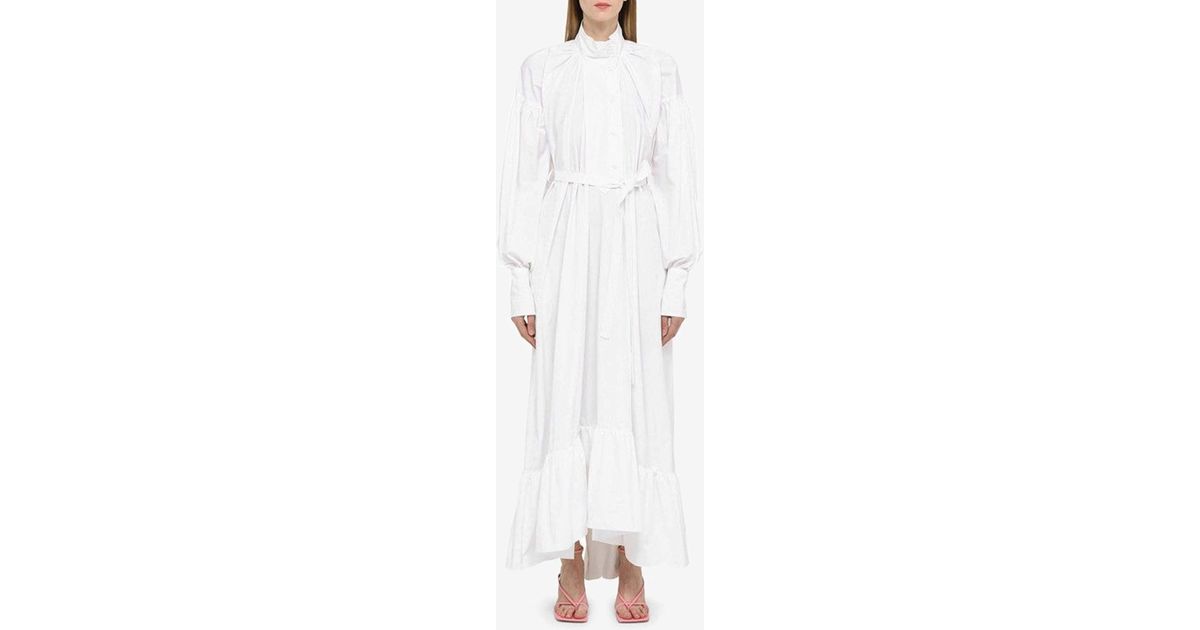 Patou Puff-sleeved Maxi Shirt Dress in White | Lyst