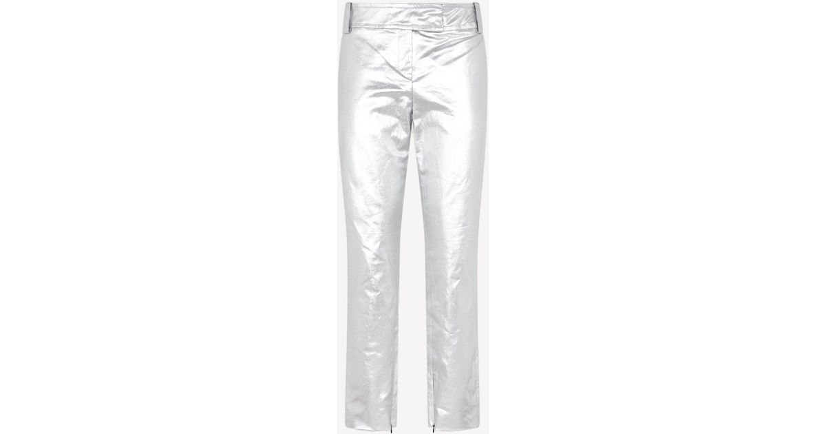Khaite Cotton Dresden Pants in Metallic (White) | Lyst