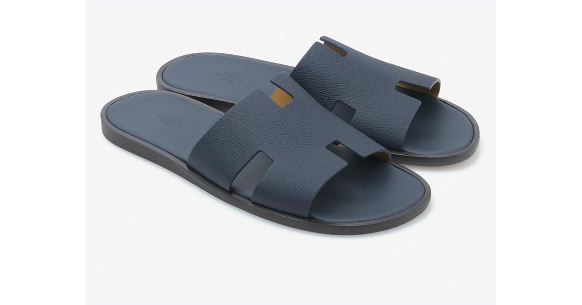 Hermès Izmir H Cut-out Sandals In Calf Leather in Blue for Men